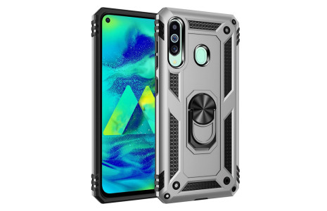 Newface Samsung Galaxy M40 Kılıf Sofya Yüzüklü Silikon Kapak - Gümüş
