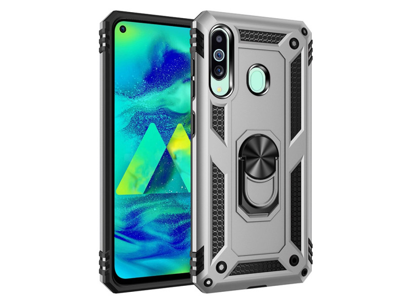 Newface Samsung Galaxy M40 Kılıf Sofya Yüzüklü Silikon Kapak - Gümüş