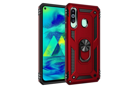 Newface Samsung Galaxy M40 Kılıf Sofya Yüzüklü Silikon Kapak - Kırmızı