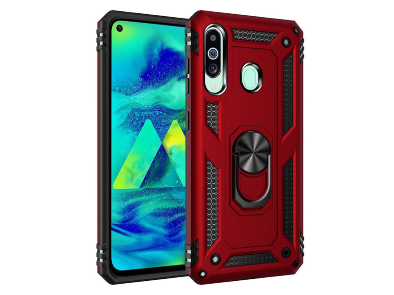 Newface Samsung Galaxy M40 Kılıf Sofya Yüzüklü Silikon Kapak - Kırmızı