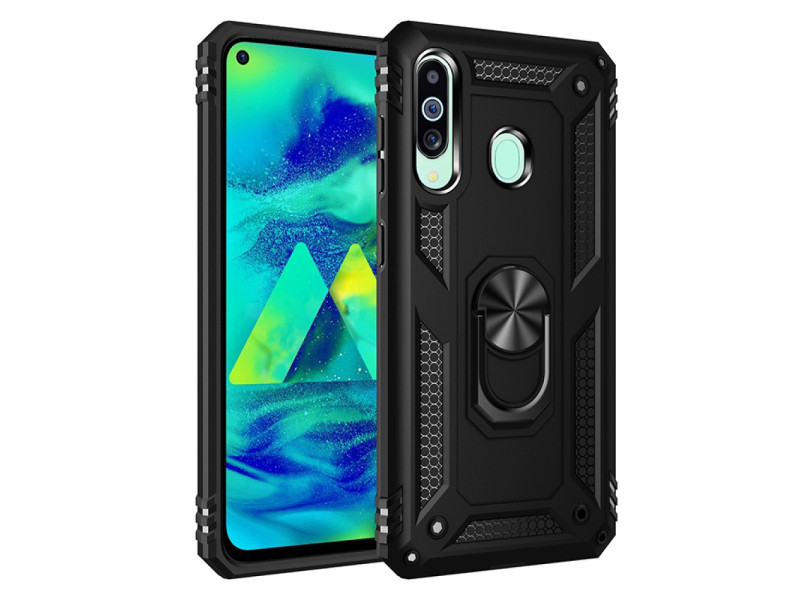 Newface Samsung Galaxy M40 Kılıf Sofya Yüzüklü Silikon Kapak - Siyah