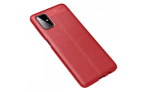 Newface Samsung Galaxy M51 Kılıf Focus Derili Silikon - Kırmızı
