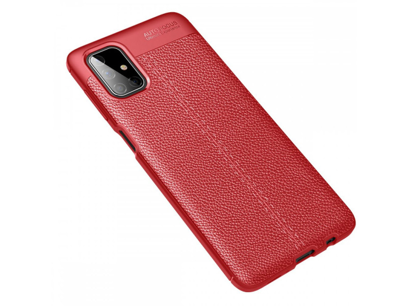 Newface Samsung Galaxy M51 Kılıf Focus Derili Silikon - Kırmızı
