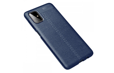 Newface Samsung Galaxy M51 Kılıf Focus Derili Silikon - Lacivert
