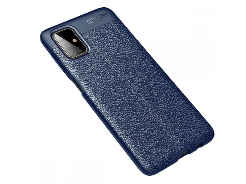 Newface Samsung Galaxy M51 Kılıf Focus Derili Silikon - Lacivert