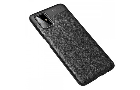 Newface Samsung Galaxy M51 Kılıf Focus Derili Silikon - Siyah