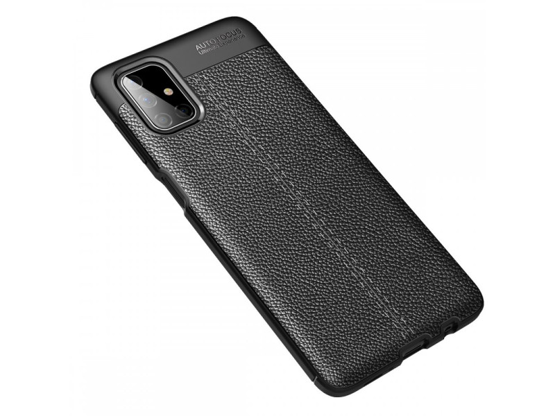 Newface Samsung Galaxy M51 Kılıf Focus Derili Silikon - Siyah