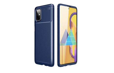 Newface Samsung Galaxy M51 Kılıf Focus Karbon Silikon - Lacivert
