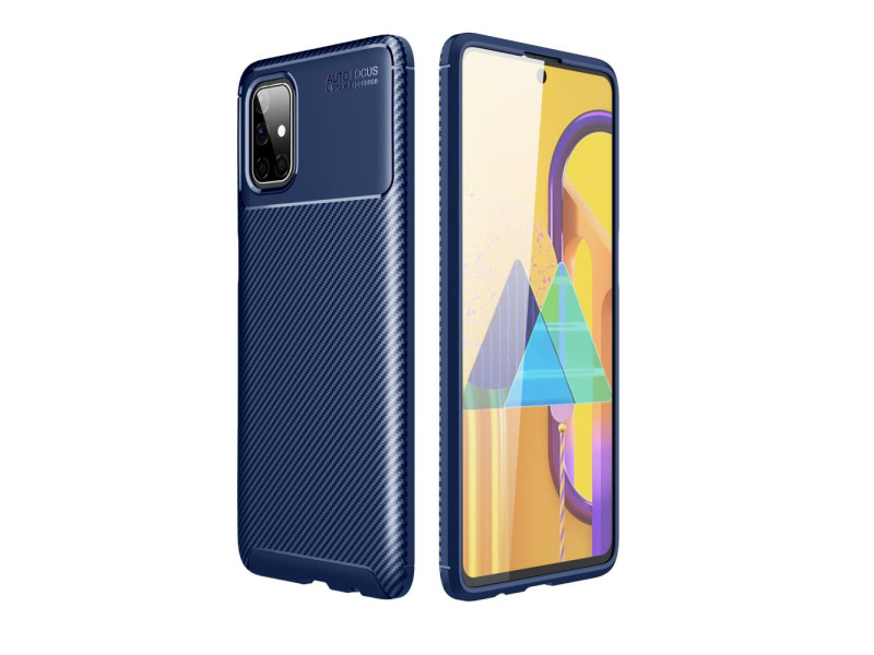 Newface Samsung Galaxy M51 Kılıf Focus Karbon Silikon - Lacivert