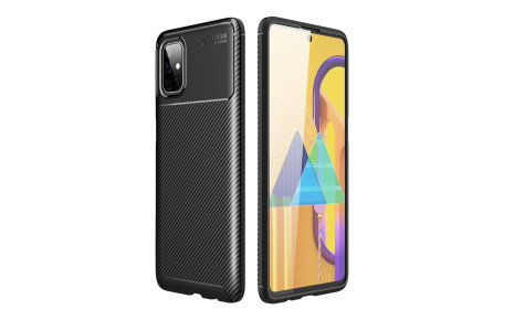 Newface Samsung Galaxy M51 Kılıf Focus Karbon Silikon - Siyah