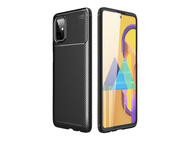Newface Samsung Galaxy M51 Kılıf Focus Karbon Silikon - Siyah