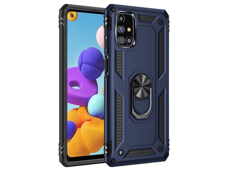 Newface Samsung Galaxy M51 Kılıf Sofya Yüzüklü Silikon Kapak - Lacivert