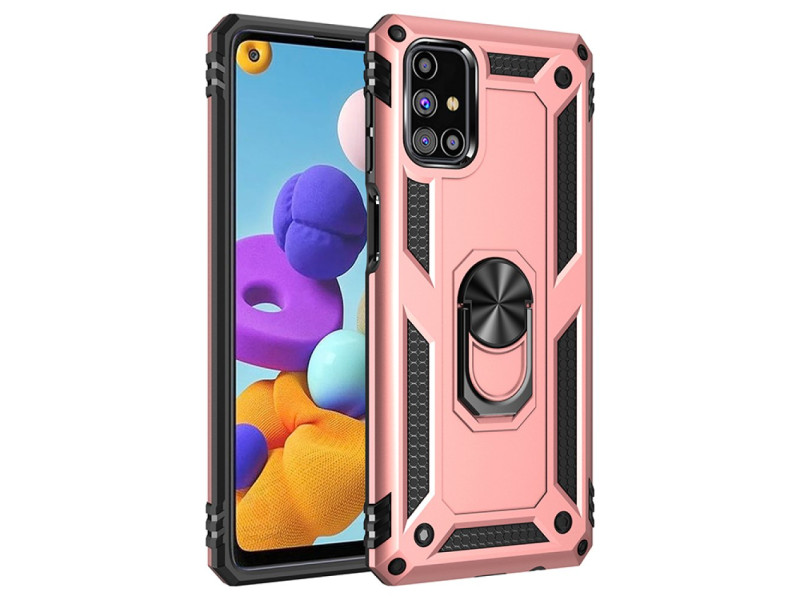 Newface Samsung Galaxy M51 Kılıf Sofya Yüzüklü Silikon Kapak - Rose
