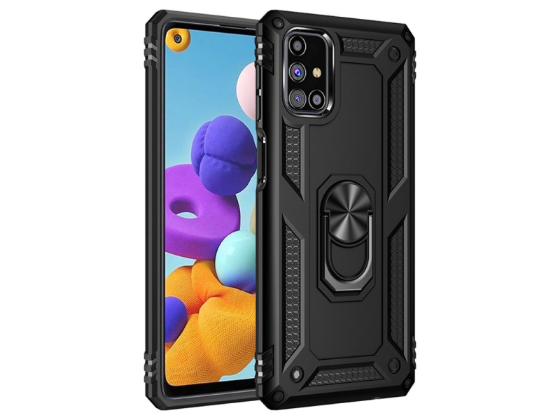 Newface Samsung Galaxy M51 Kılıf Sofya Yüzüklü Silikon Kapak - Siyah