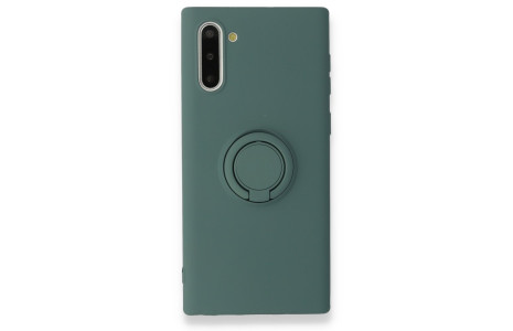 Newface Samsung Galaxy Note 10 Kılıf Viktor Yüzüklü Silikon - Koyu Yeşil