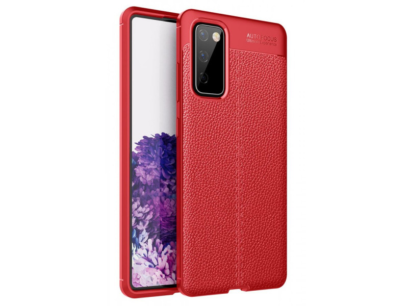 Newface Samsung Galaxy S20 FE Kılıf Focus Derili Silikon - Kırmızı