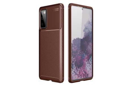 Newface Samsung Galaxy S20 FE Kılıf Focus Karbon Silikon - Kahverengi