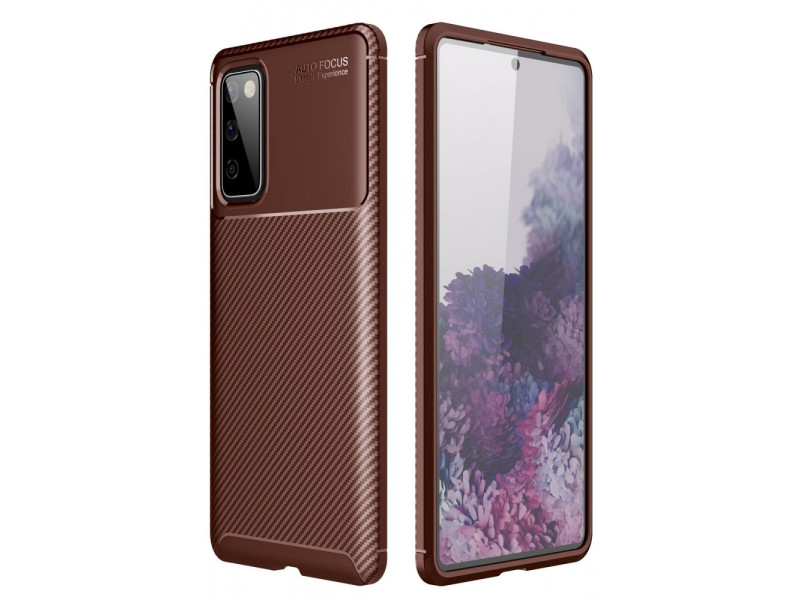Newface Samsung Galaxy S20 FE Kılıf Focus Karbon Silikon - Kahverengi