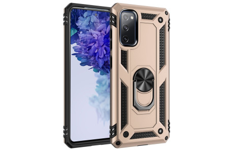 Newface Samsung Galaxy S20 FE Kılıf Sofya Yüzüklü Silikon Kapak - Gold