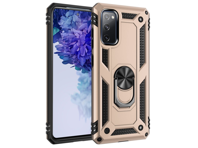 Newface Samsung Galaxy S20 FE Kılıf Sofya Yüzüklü Silikon Kapak - Gold