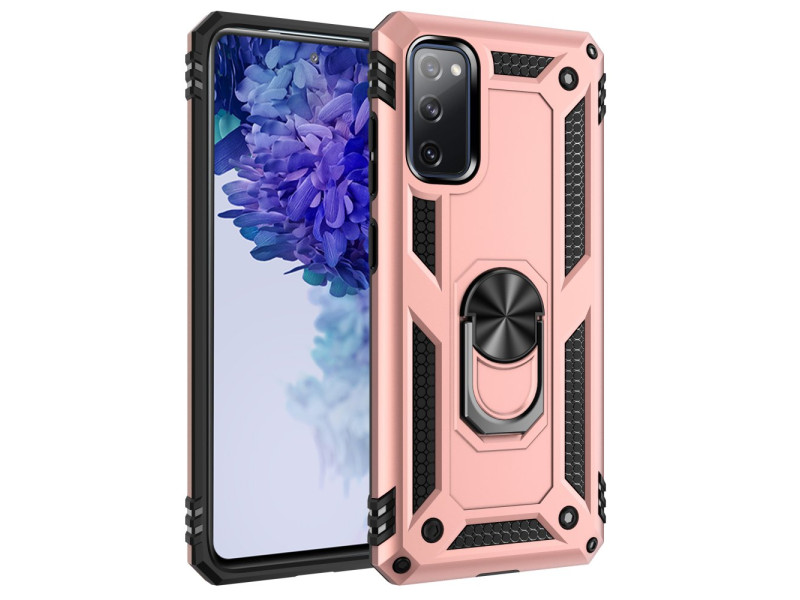 Newface Samsung Galaxy S20 FE Kılıf Sofya Yüzüklü Silikon Kapak - Rose