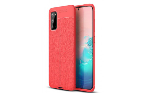 Newface Samsung Galaxy S20 Kılıf Focus Derili Silikon - Kırmızı