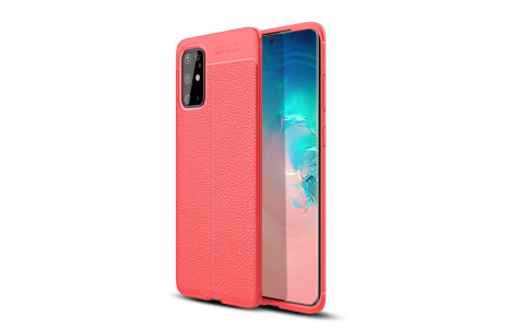 Newface Samsung Galaxy S20 Plus Kılıf Focus Derili Silikon - Kırmızı