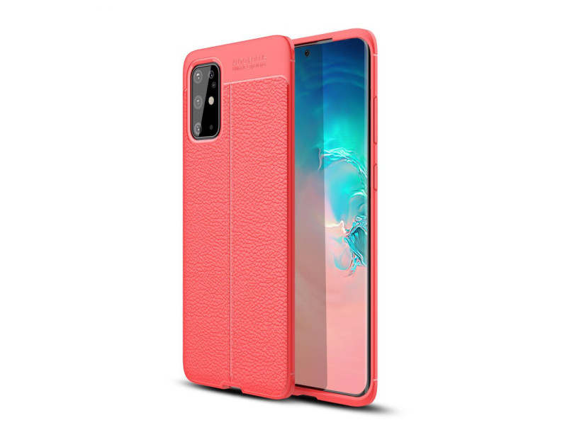 Newface Samsung Galaxy S20 Plus Kılıf Focus Derili Silikon - Kırmızı