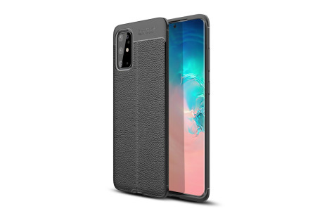 Newface Samsung Galaxy S20 Plus Kılıf Focus Derili Silikon - Siyah