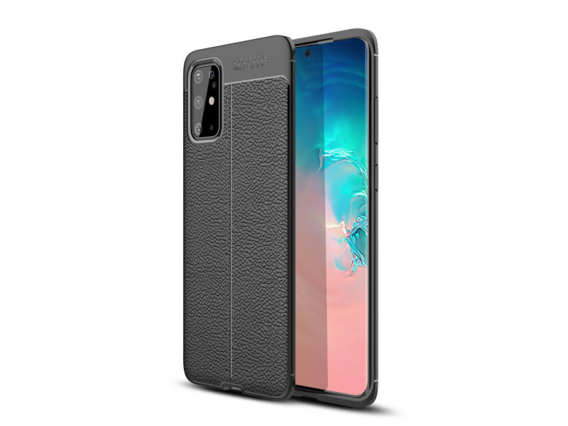 Newface Samsung Galaxy S20 Plus Kılıf Focus Derili Silikon - Siyah