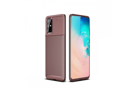 Newface Samsung Galaxy S20 Plus Kılıf Focus Karbon Silikon - Kahverengi
