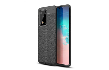 Newface Samsung Galaxy S20 Ultra Kılıf Focus Derili Silikon - Siyah