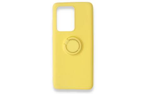 Newface Samsung Galaxy S20 Ultra Kılıf Viktor Yüzüklü Silikon - Sarı