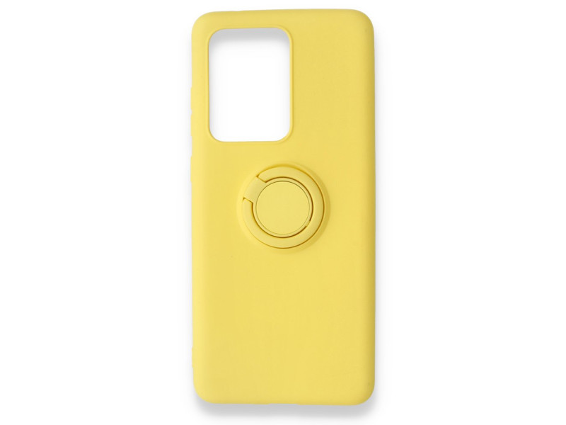 Newface Samsung Galaxy S20 Ultra Kılıf Viktor Yüzüklü Silikon - Sarı