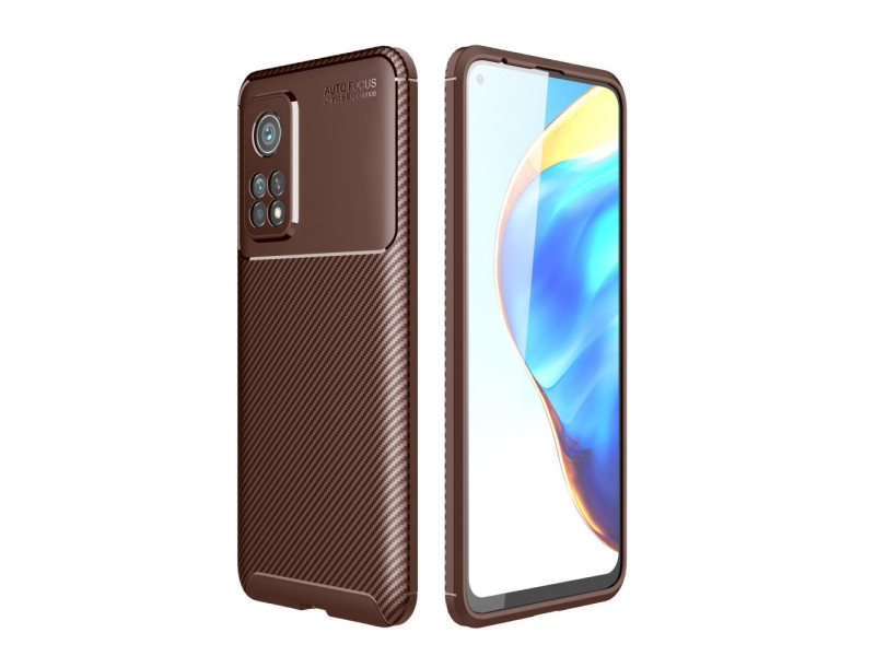 Newface Xiaomi Mi 10T Pro Kılıf Focus Karbon Silikon - Kahverengi
