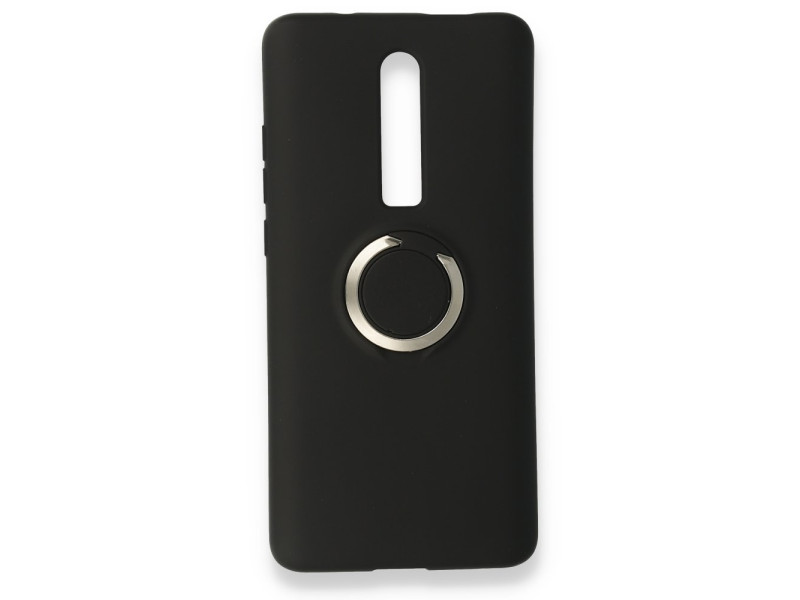 Newface Xiaomi Mi 9T Kılıf Viktor Yüzüklü Silikon - Siyah