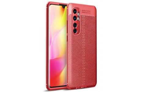 Newface Xiaomi Mi Note 10 Lite Kılıf Focus Derili Silikon - Kırmızı