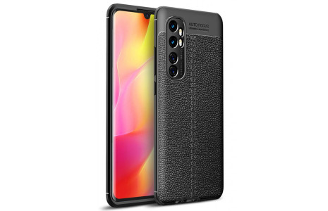 Newface Xiaomi Mi Note 10 Lite Kılıf Focus Derili Silikon - Siyah
