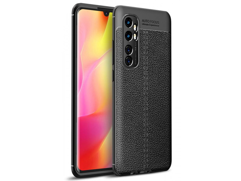 Newface Xiaomi Mi Note 10 Lite Kılıf Focus Derili Silikon - Siyah