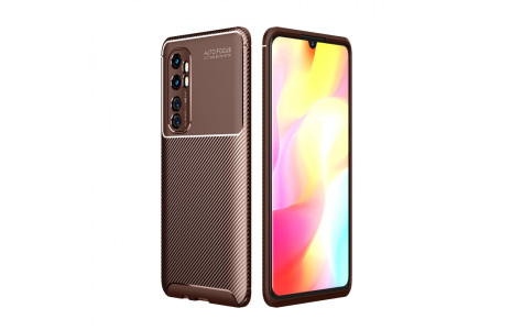 Newface Xiaomi Mi Note 10 Lite Kılıf Focus Karbon Silikon - Kahverengi