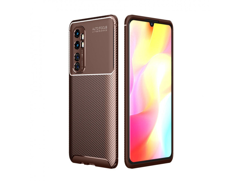 Newface Xiaomi Mi Note 10 Lite Kılıf Focus Karbon Silikon - Kahverengi