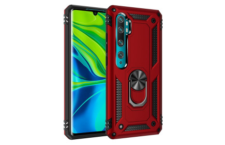 Newface Xiaomi Mi Note 10 Lite Kılıf Sofya Yüzüklü Silikon Kapak - Kırmızı