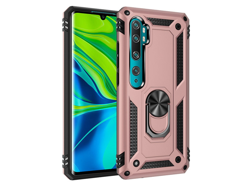 Newface Xiaomi Mi Note 10 Lite Kılıf Sofya Yüzüklü Silikon Kapak - Rose