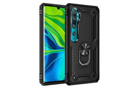 Newface Xiaomi Mi Note 10 Lite Kılıf Sofya Yüzüklü Silikon Kapak - Siyah