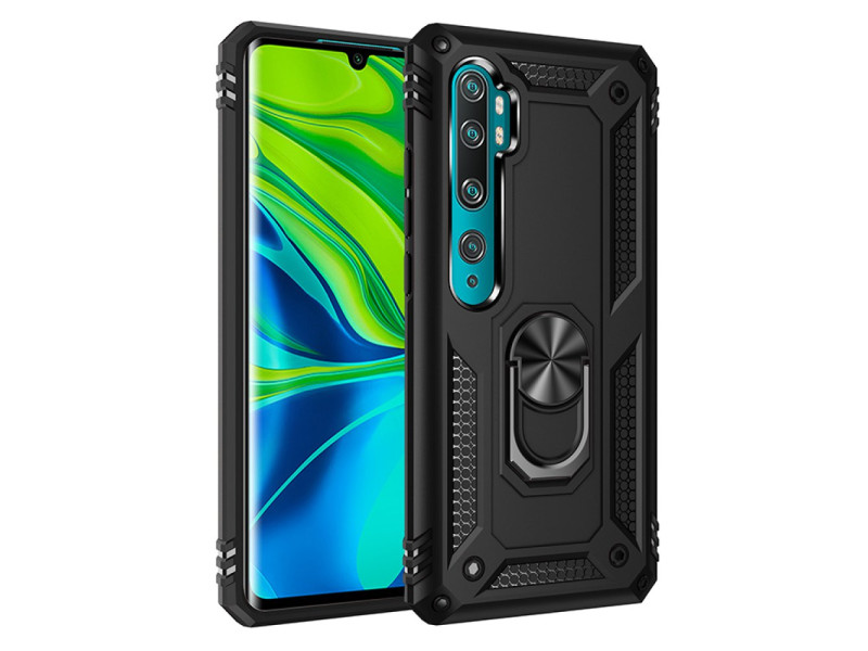 Newface Xiaomi Mi Note 10 Lite Kılıf Sofya Yüzüklü Silikon Kapak - Siyah