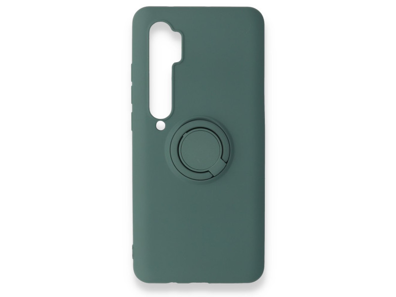 Newface Xiaomi Mi Note 10 Lite Kılıf Viktor Yüzüklü Silikon - Koyu Yeşil