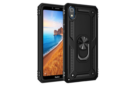 Newface Xiaomi Redmi 7A Kılıf Sofya Yüzüklü Silikon Kapak - Siyah