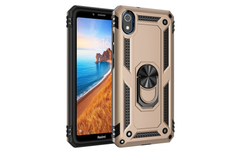 Newface Xiaomi Redmi 7A Kılıf Sofya Yüzüklü Silikon Kapak - Gold