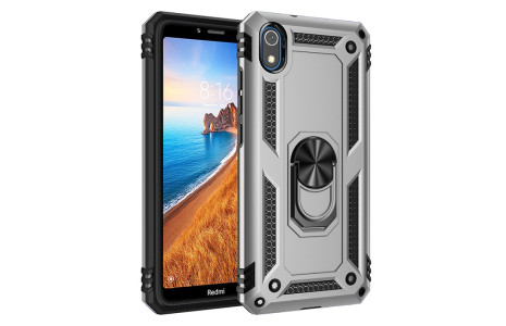 Newface Xiaomi Redmi 7A Kılıf Sofya Yüzüklü Silikon Kapak - Gümüş