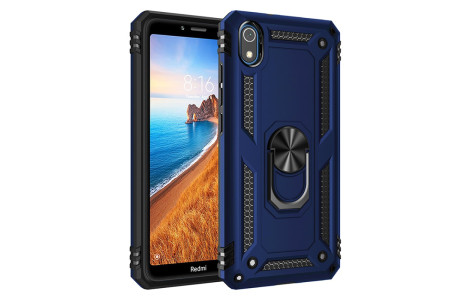 Newface Xiaomi Redmi 7A Kılıf Sofya Yüzüklü Silikon Kapak - Lacivert